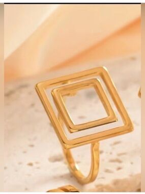 18k Gold plated Double Square Geometric Ring -size 6